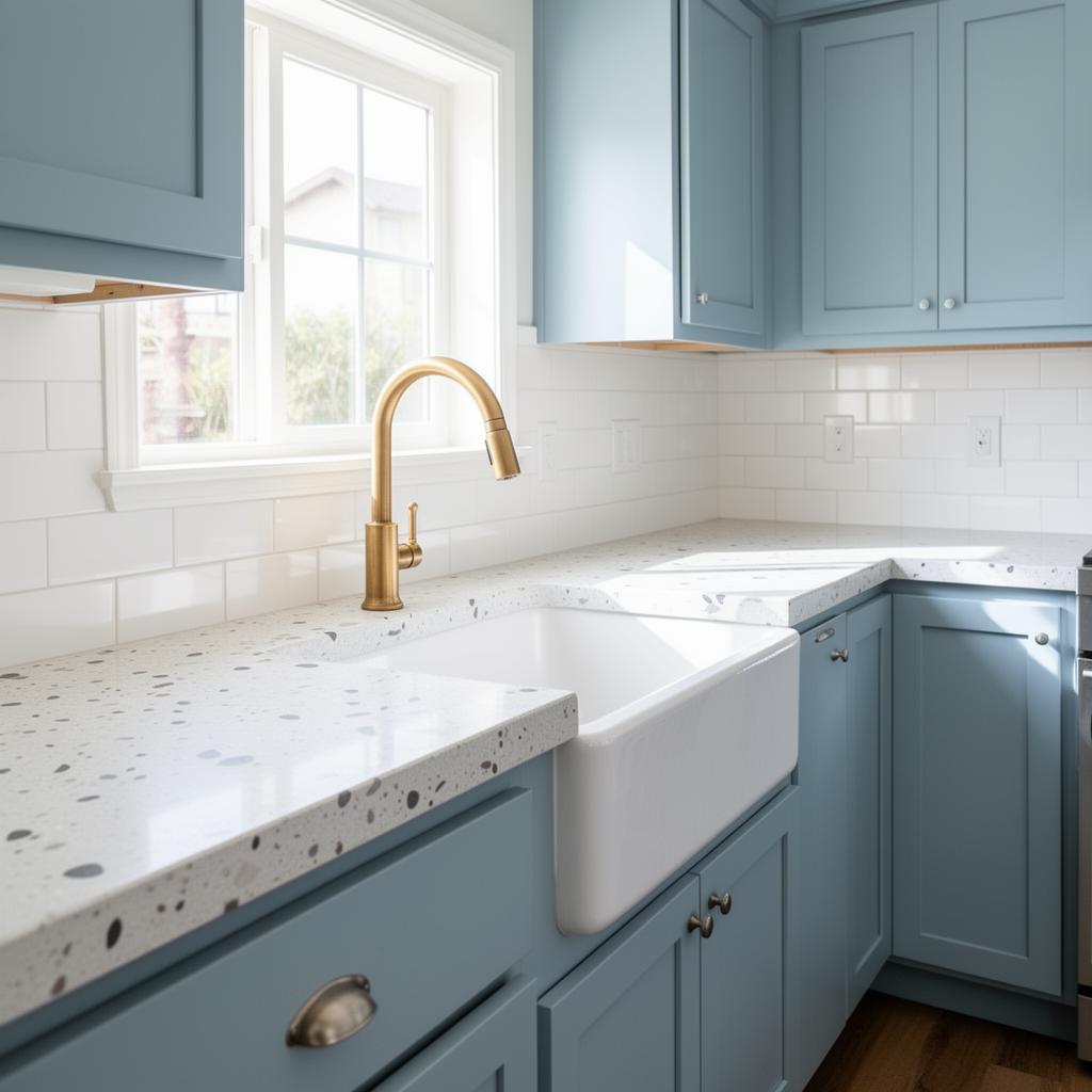 White Concrete with Aggregate — Decorative Aggregate • Coastal Style installed by USA Home Improvement in Sacramento, CA