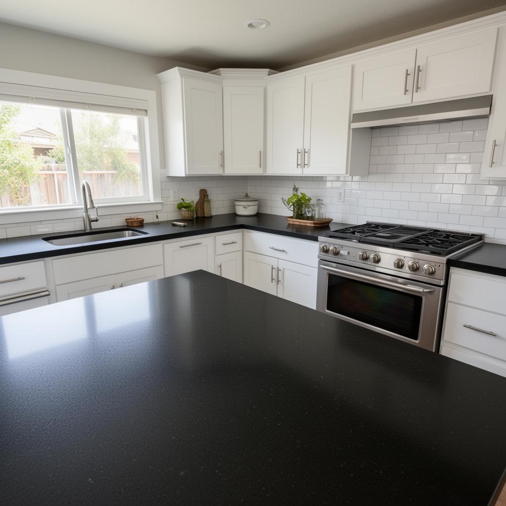 Leathered Absolute Black — Leathered Finish • Matte Texture installed by USA Home Improvement in Sacramento, CA