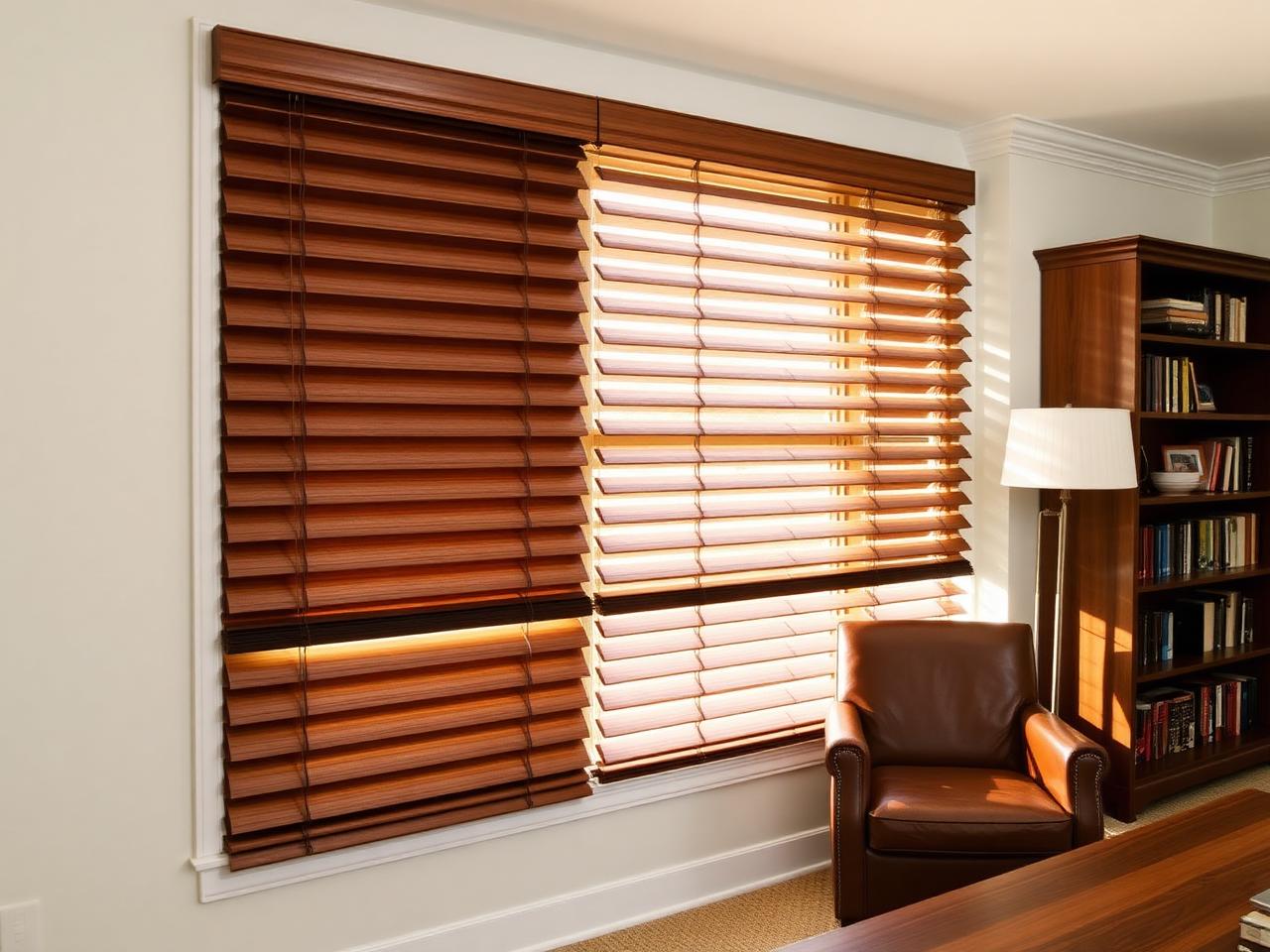 Hunter Douglas Parkland® Real Wood Blinds — Genuine Hardwood • Walnut Finish installed by USA Home Improvement in Arden-Arcade, CA (Sacramento area)